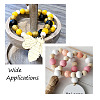50Pcs 5 Styles Painted Natural Wood Beehive European Beads WOOD-FW0001-01-11