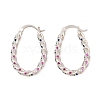 Brass Micro Pave Cubic Zirconia Hoop Earrings for Women EJEW-U033-01P-4