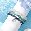 3Pcs 3 Styles Natural Green Aventurine & Rose Quartz & Lapis Lazuli Chips Stretch Bracelets Sets BJEW-JB11076-02-3