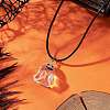 Halloween Resin Ghost Pendant Black Waxes Cord Necklaces for Women NJEW-TA00209-1