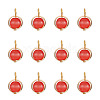 12Pcs Brass & Glass Imitation Cat Eye Round Charms PALLOY-TAC0237-05-2
