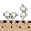 Brass Clear Cubic Zirconia Pave Natural Shell Bowknot Connector Charms KK-P283-06P-3