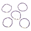 5Pcs 5 Style Natural Amethyst & Pearl & Shell Star Beaded Stretch Bracelets Set BJEW-JB09495-04-1