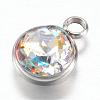 304 Stainless Steel Glass Rhinestone Charms STAS-G082-10-2