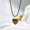 Natural Tiger EyeHeart Pendant Black Cord Necklaces NI9317-14-1