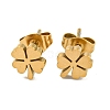 304 Stainless Steel Clover Stud Earring & Necklace Sets for Women SJEW-P003-01G-3