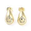 Teardrop Rack Plating Brass Cubic Zirconia Stud Earrings for Women EJEW-B047-02G-10-1