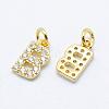 Brass Micro Pave Grade AAA Cubic Zirconia Charms ZIRC-P067-11G-B-NR-1