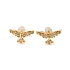 Eagle Brass Micro Pave Clear Cubic Zirconia Stud Earrings EJEW-B131-06G-4