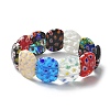 Handmade Millefiori Lampwork Beaded Stretch Bracelets for Men Women BJEW-G738-01B-15-4