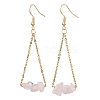 304 Stainless Steel with Natural Rose Quartz Dangle Earrings EJEW-JE06010-01-1