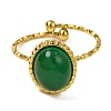 Oval Natural Green Onyx Agate Finger Rings RJEW-Q822-55G-01-2