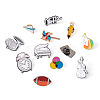 Crafans 12Pcs 12 Style Rugby & Bottle & Piano & Violin & Pencil Enamel Pins JEWB-CF0001-02-12