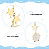 2 Pairs 2 Style Cat Eye Planet & Brass Star Asymmetrical Earrings EJEW-AN0002-20-3