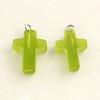 Platinum Plated Cat Eye Gemstone Cross Pendants X-G-R269-10-2
