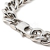 304 Stainless Steel Rhombus Link Bracelet with Curb Chains for Men Women BJEW-E009-22P-4