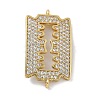 Rack Plating Brass Micro Pave Clear Cubic Zirconia Blade Shaped Connector Charms KK-A234-070G-1