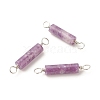 10Pc Natural Lepidolite/Purple Mica Stone Cloumn Connector Charms PALLOY-JF01574-10S-1