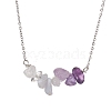 Gradient Color Gemstone Chip Pendant Necklaces NJEW-JN05073-4