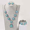 Bohemian Retro Style Synthetic Turquoise with Alloy Pendant Necklaces & Dangle Earrings & Bangles Sets WGF64B3-02-2