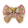 Butterfly Alloy Rhinestone Brooches for Backpack Clothes JEWB-R051-07AG-02-1