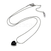 304 Stainless Steel Cubic Zirconia Heart Pendant Round Snake Chain Necklaces for Women NJEW-Z044-09P-3