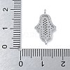 Rack Plating Brass Micro Pave Clear Cubic Zirconia Religion Hamsa Hand Connector Charms KK-A23410-053P-3