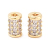 Column Brass Micro Pave Clear Cubic Zirconia Beads KK-S394-05F-2