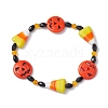 Halloween Dyed Synthetic Turquoise & Glass Beaded Stretch Bracelets BJEW-JB10602-1