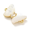 Brass Pave Clear Cubic Zirconia Butterfly Connector Charms KK-Q820-38G-2