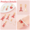 Awareness Ribbon Alloy Enamel Pendant Decorations HJEW-AB00599-3