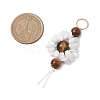 Flower Natural Tiger Eye & Glass Beaded Pendant Decorations HJEW-JM02387-03-3