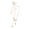 Natural Rose Quartz Chip Beads Moon Pendant Brass Cable Chain Necklaces for Women NJEW-TA00257-03-3