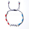 USA Flag Glass Beaded Bracelet for Couples with American Style AI5319-1