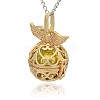 Golden Tone Brass Hollow Round Cage Pendants KK-J237-01G-2