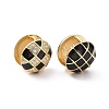 Clear Cubic Zirconia Tartan Pattern Ball Huggie Hoop Earrings with Enamel EJEW-F303-03G-01-2