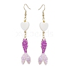 Glass & Shell Dangle Earrings EJEW-MZ00160-01-1