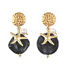 304 Stainless Steel & Acrylic & Natural Pearl Stud Dangle Earrings EJEW-JE07446-02-3