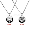 12 Constellation Titanium Steel Half Moon & Lotus Pendant Box Chain Necklaces PW-WGE44A0-08-1