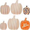 Olycraft 12Pcs 3 Style Halloween Theme Unfinished Wood Decorative Supplies DIY-OC0004-14-1