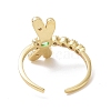 Green Cubic Zirconia Dragonfly Open Ring RJEW-P032-33G-3