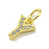 Letter Brass Micro Pave Clear Cubic Zirconia Pendants KK-K354-06G-Y-2