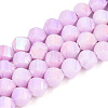 Anti-Tarnish Electroplate Glass Beads Strands GLAA-T025-8mm-14G-1