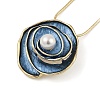 Alloy Enamel Snake Chain Rose Flower Pendant Necklaces NJEW-B113-03-2