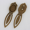 Antique Bronze Iron Bookmark Cabochon Settings PALLOY-N0084-01AB-NF-2