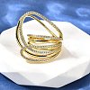 Brass Micro Pave Cubic Zirconia Cuff Rings for Women RJEW-F176-01G-1