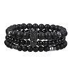 Volcano Stone Black Matte Black Gallstone Wood Beads Bracelet Set Combination Hip Hop Elastic Bracelet Bracelet Bracelet WQ1083-16-1