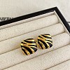 Brass Enamel Stud Earrings EJEW-B120-02G-01-1