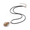 Natural Unakite Teardrop Pendant Necklaces Set with Waxed Cords for Women NJEW-TA00034-01-1