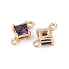 Brass Pave Glass Rhombus Links Connector Charms GLAA-Q088-001G-2